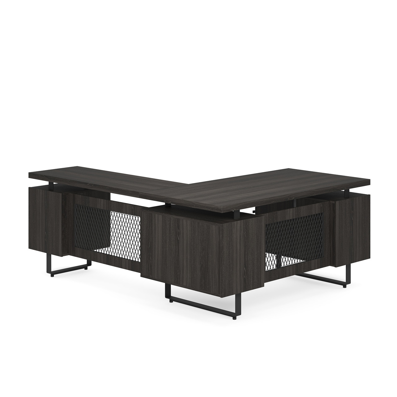 OfficeSource | Palisades | L Shape Double Pedestal Desk with Reversible Return - 60"W