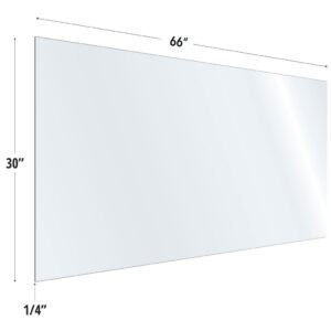 OfficeSource | SafeGuard Barrier | Clear Acrylic Screen with Square Edges - 66"W x 30"H