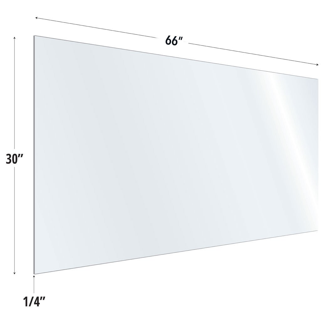 OfficeSource | SafeGuard Barrier | Clear Acrylic Screen with Square Edges - 66"W x 30"H