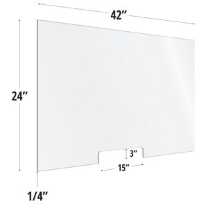 OfficeSource SafeGuard Barrier Collection Clear Acrylic Screen with Transaction Cutout - 42"W x 24"H