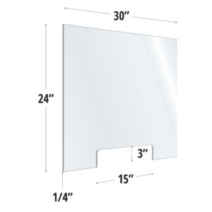 OfficeSource SafeGuard Barrier Collection Clear Acrylic Screen with Transaction Cutout - 30"W x 24"H