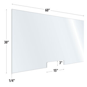 OfficeSource |SafeGuard Barrier Collection | Clear Acrylic Screen with Transaction Cutout - 60"W x 30"H
