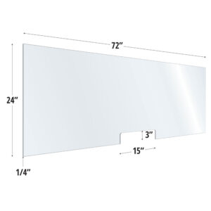 OfficeSource SafeGuard Barrier Collection Clear Acrylic Screen with Transaction Cutout - 72"W x 24"H