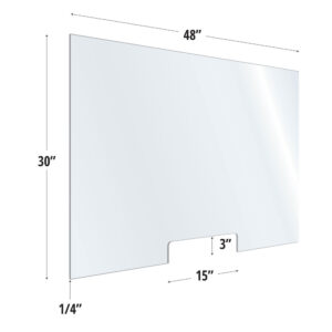 OfficeSource SafeGuard Barrier Collection Clear Acrylic Screen with Transaction Cutout - 48"W x 30"H