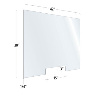 OfficeSource SafeGuard Barrier Collection Clear Acrylic Screen with Transaction Cutout - 42"W x 30"H