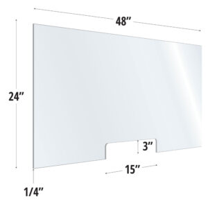 OfficeSource SafeGuard Barrier Collection Clear Acrylic Screen with Transaction Cutout - 48"W x 24"H