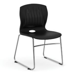 OfficeSource | Slash | Armless Sled Base Stack Chair with Chrome Frame