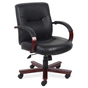 OfficeSource | Spencer | Executive Mid Back w/Mahogany Frame & Base