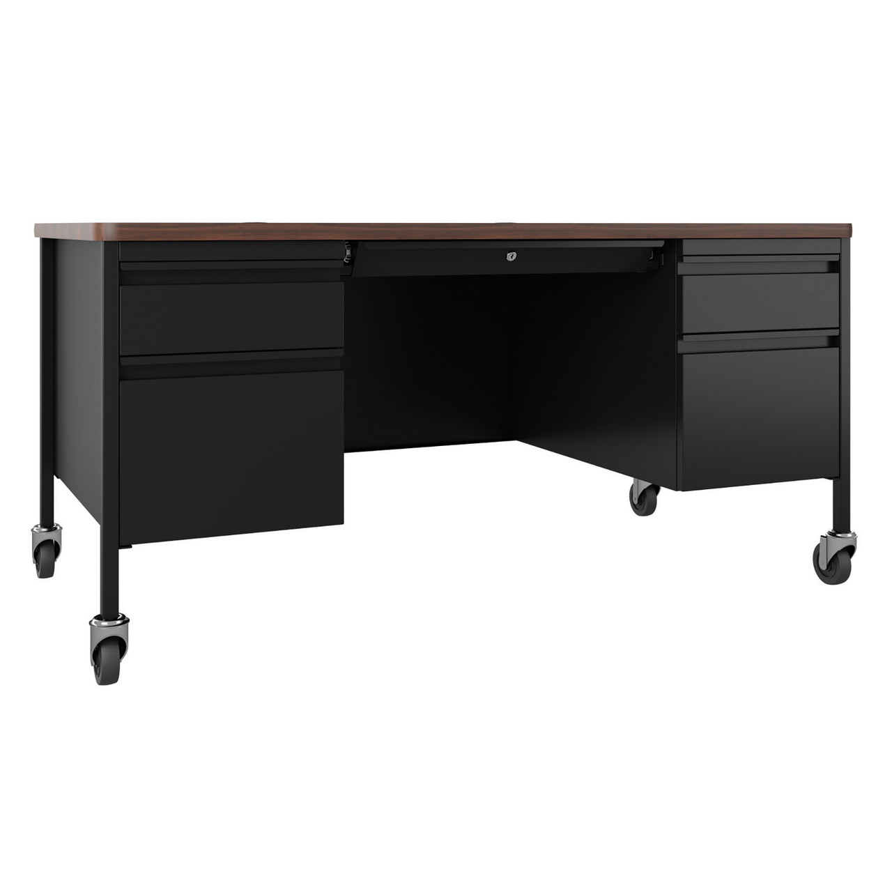OfficeSource | Whitley | 60"W Mobile Double Pedestal Teacher's Desk