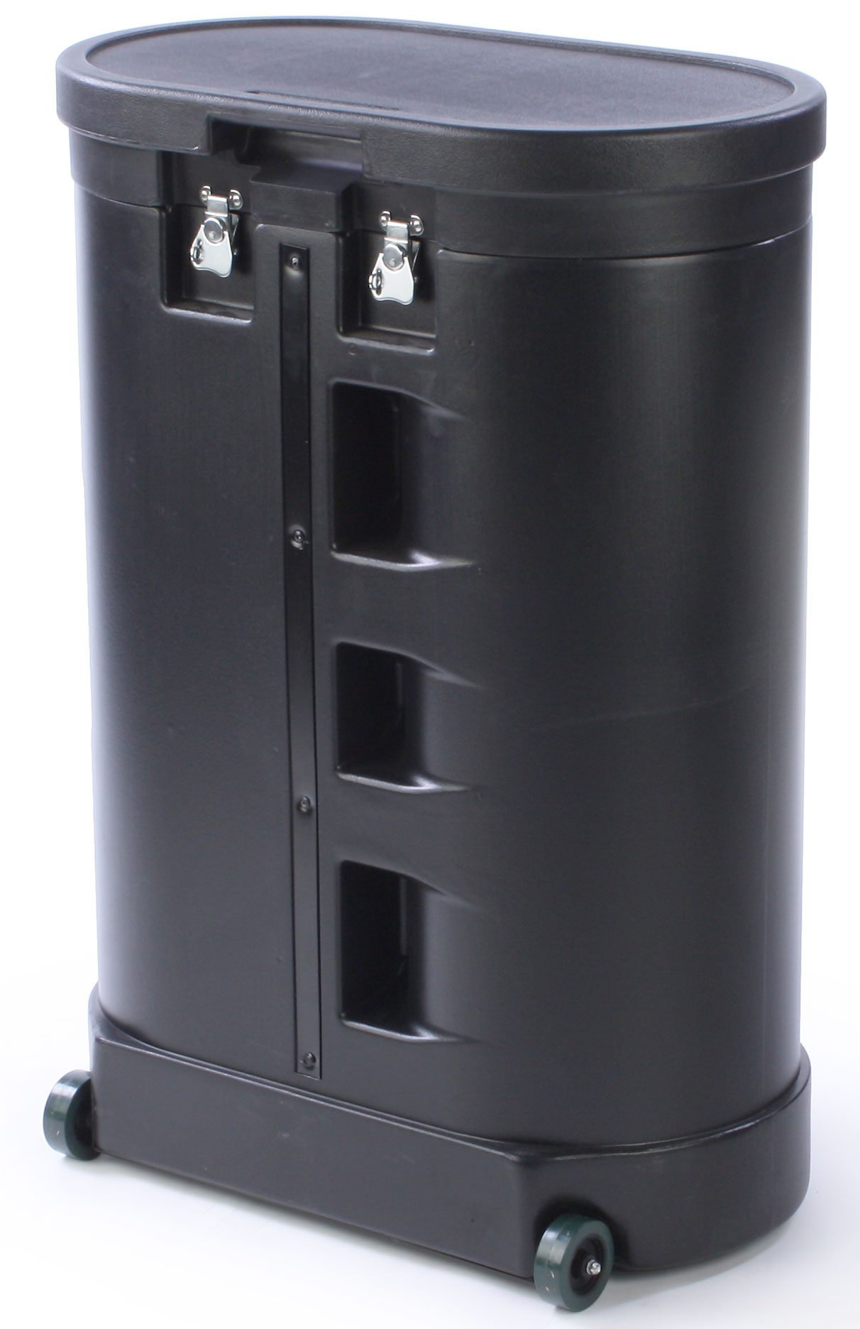 Oval Trade Show Case with Twist Latches u0026 Wheels - Black