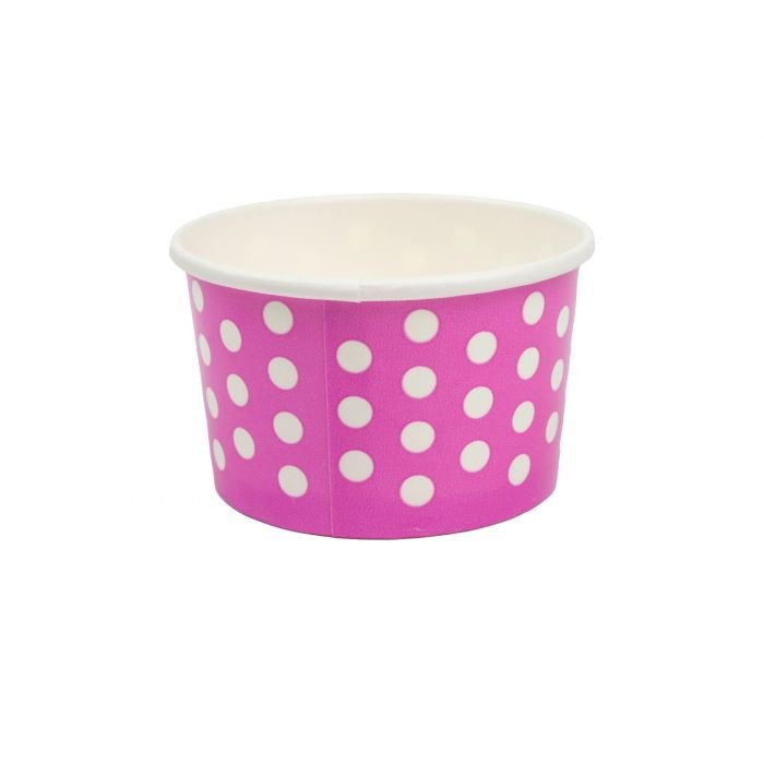 3 oz Polka Dot Pink Paper Cold/Hot Food Container - 1 case (1000 pieces)