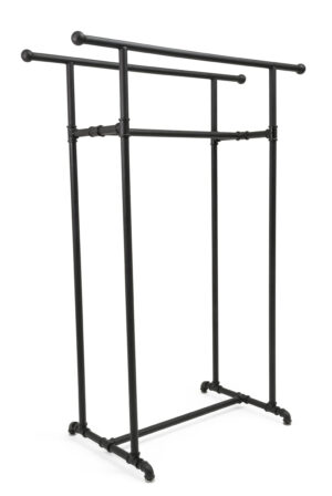 Pipeline Clothing Rack with 2 Bars – Black