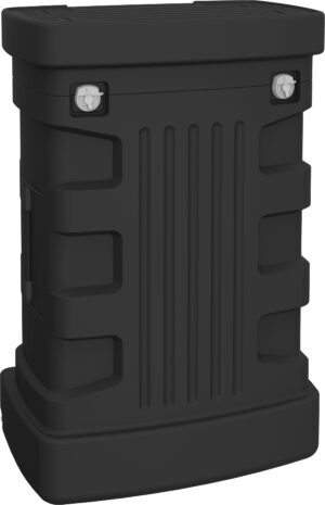 Plastic Shipping Case with Wheels for Trade Show Exhibits, Storage in Lid - Black