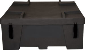 Plastic Shipping Crate with Casters - Black