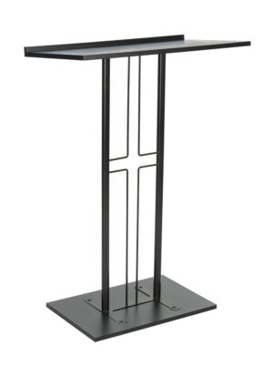 Podium for Floor, Cross Design, Steel u0026 MDF - Black
