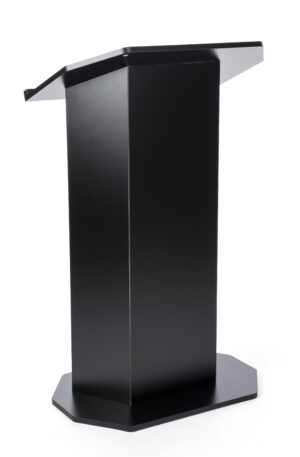 Podium for Floor, Large Reading Surface, Open Back with Shelf - Black