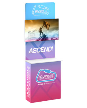 Pop Up Backwall w/ Monitor Mount, Custom Graphics, Counter, and Carry Bag