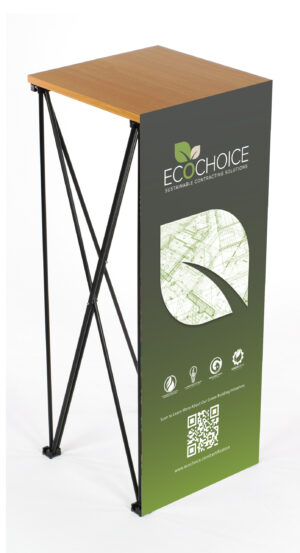 Portable Podium Stand with Custom-Printed Banner Graphic
