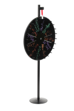 Prize Wheel with 12 Slots, Write-On Surface, Floor Standing - Black