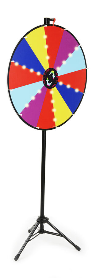 Prize Wheel with 12 Slots, Write-On Surface, Lights, Floor Standing - Multi-Color