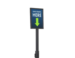 QueuePole 11 x 14 Extra Tall Stanchion Sign Attachment with Double Sided Frame- Black