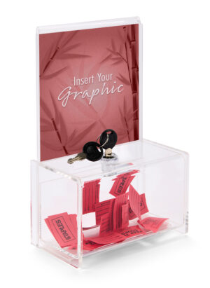 Recycled Acrylic Donation Box, Lockable, 6 x 6 Header - Clear