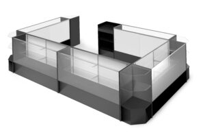 Retail Store Counter Configuration w/ Cash Wrap, Counters u0026 Corner Counters - Black