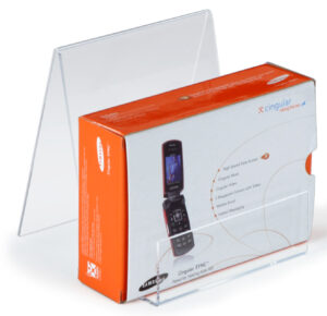 Tabletop Easel with 3-inch Pocket, Acrylic, Single Sided - Clear