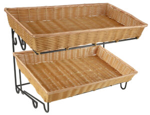 Tiered Wire Stand w/ 2 Woven Baskets