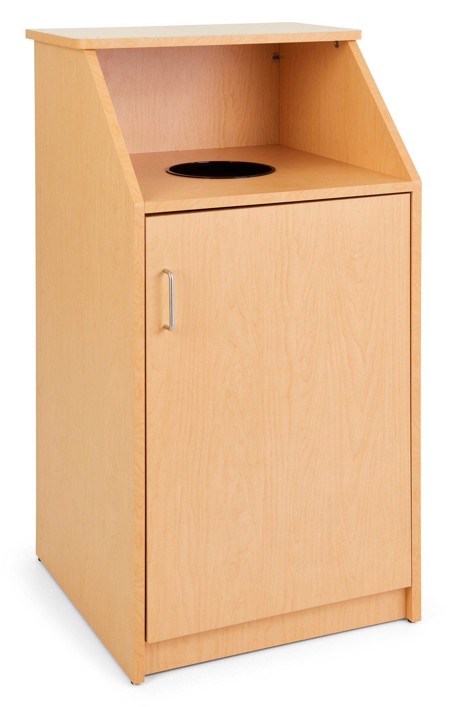Trash Receptacle for 36 Gallon Bin, Circular Top Opening - Maple