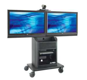 TV Cart with 2 Mounts for Monitors 55