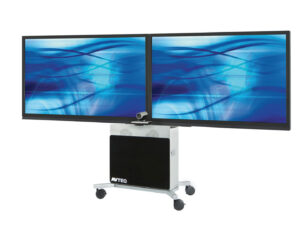 TV Cart with Storage Cabinet, 2 Mounts Fit Monitors up to 70