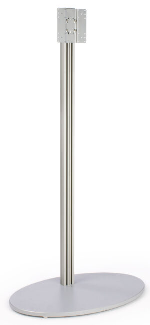 TV Stand for Floor Fits Monitors 32 to 60-Inch, Stationary, Oval MDF Base - Silver