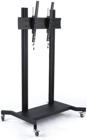 TV Stand for Floor with Wheels, Fits 50”-110” Monitors, Tilting Bracket - Black