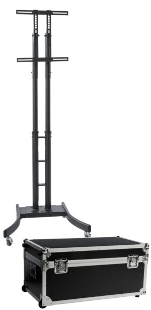 TV Stand w/ Wheels, Fits Monitors 32”-65”, Collapsible w/ Travel Case – Black