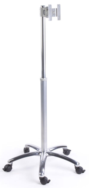 TV Stand with Wheels Fits Monitors 15 to 27-Inch, Height-Adjustable - Silver