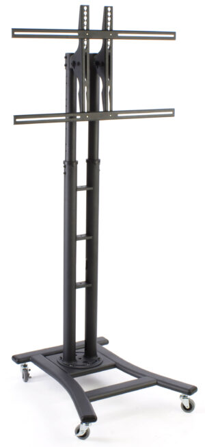 TV Stand with Wheels, Fits Monitors 37” to 65”, Height-Adjustable – Black