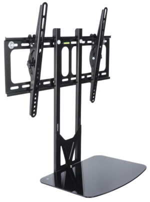 TV Wall Mount with Glass Shelf, Fits Monitors 32 to 55