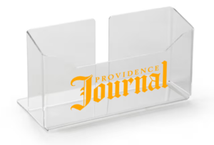 Acrylic Brochure Holder, Custom Printed, Tabletop Placement - Clear