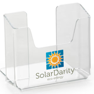 Acrylic Brochure Holder, Custom Printed, Tabletop Placement - Clear