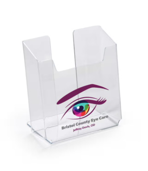 Acrylic Brochure Holder, Custom Printed, Tabletop Placement - Clear