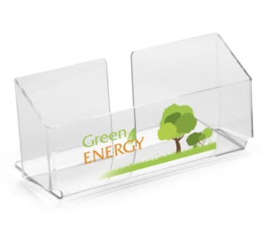 Acrylic Brochure Holder, Custom Printed, Tabletop Placement - Clear