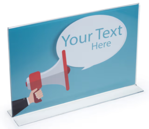 Acrylic Countertop Sign Holder, T-Style Design, Bottom Insert - Clear