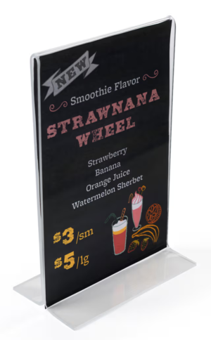 Acrylic Countertop Sign Holder, T-Style, Bottom Insert - Clear