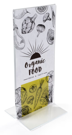 Acrylic Countertop Sign Holder, T-Style, Bottom Insert - Clear