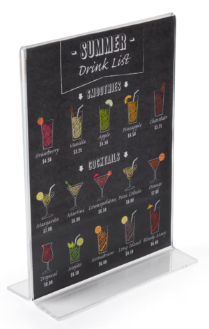 Acrylic Countertop Sign Holder, T-Style Design, Bottom Insert - Clear