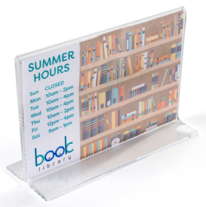 Acrylic Countertop Sign Holder, T-Style Design, Bottom Insert - Clear