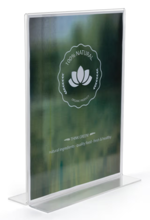 Acrylic Countertop Sign Holder, T-Style, Bottom Insert - Clear