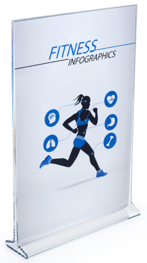 Recycled Acrylic Countertop Sign Holder, Top Insert, T-Style Design - Clear