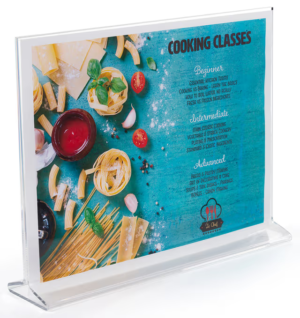 Recycled Acrylic Countertop Sign Holder, Top Insert, T-Style Design - Clear